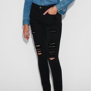 Mid Rise Ripped Stretch Jean Legging